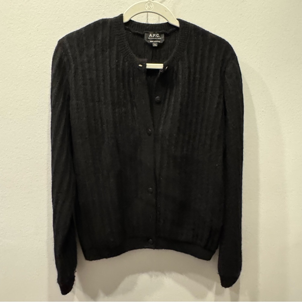 APC ribbed black cardigan sweater